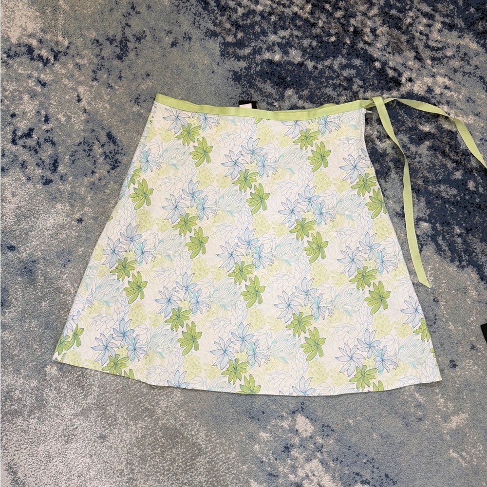 Floral A-Line Skirt in Green and Blue